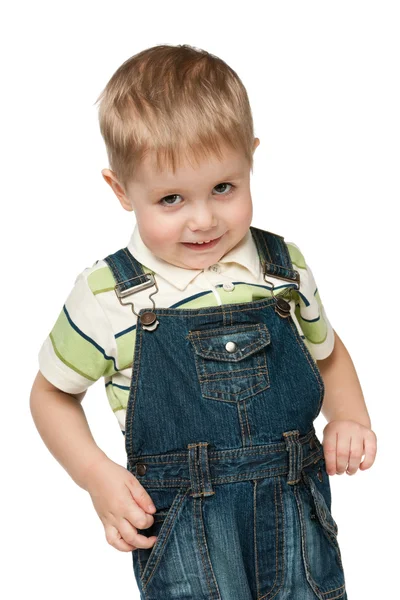 Malý chlapec v obleku džíny — Stock fotografie