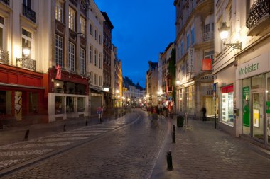 Streets of Brussels in the evening clipart