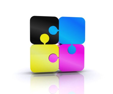 Puzzle with the basic colors of the graphics clipart