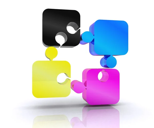 Puzzle with the basic colors of the graphics — Stock Photo, Image