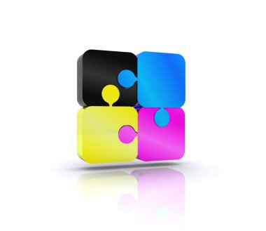 Puzzle with the basic colors of the graphics clipart