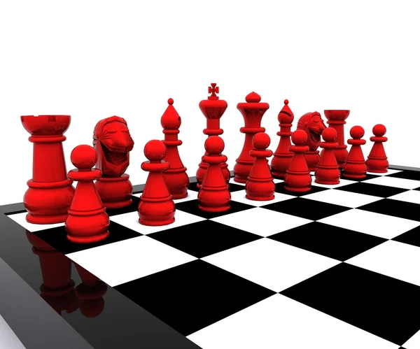 Satranç 3d - kırmızı — Stok fotoğraf