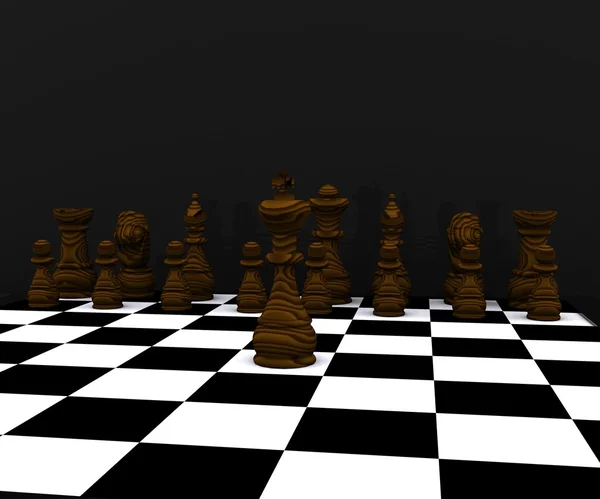 3d Chess - wood material — Stock Photo, Image