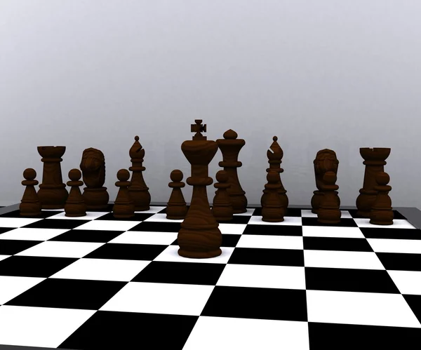 3D sakk - faanyag — Stock Fotó