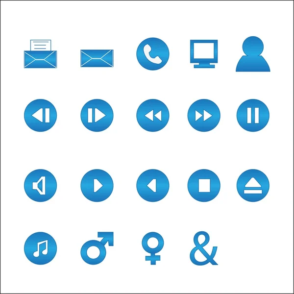Blauwe pictogram pack 3 — Stockvector