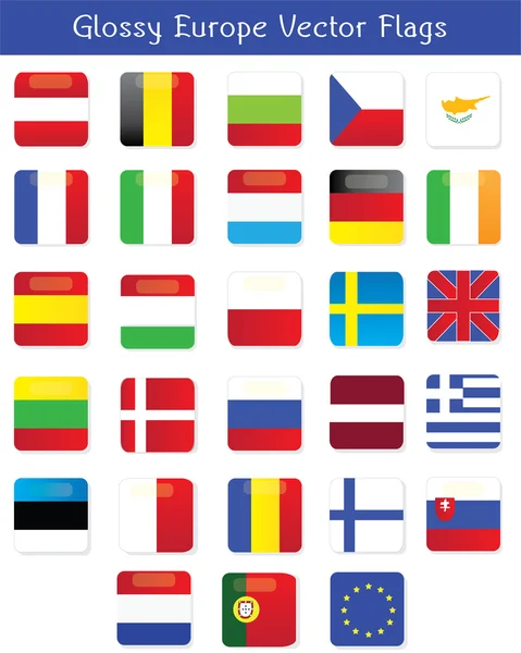 Глянсовий Європи вектор прапори — стоковий вектор