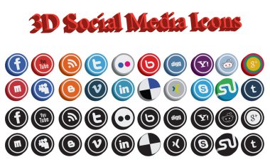 3D Social Media Icons clipart