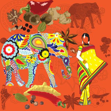 Seamless background with Indian symbols clipart