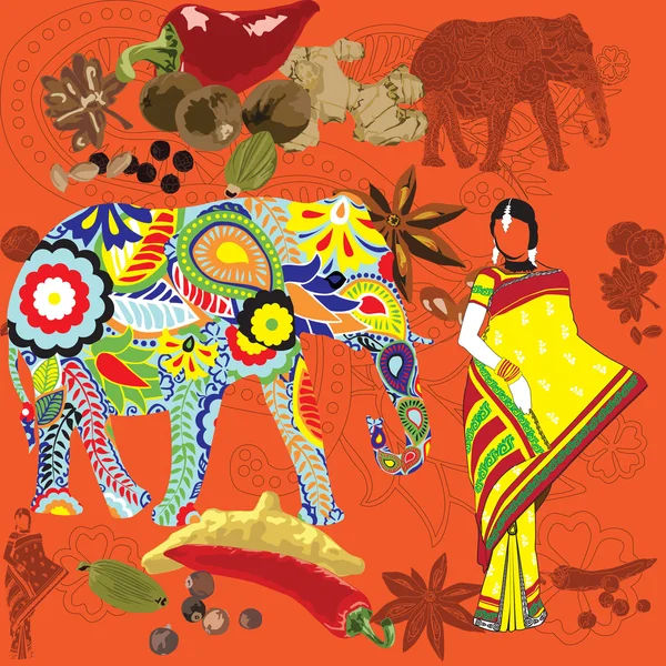 Fond sans couture avec des symboles indiens — Image vectorielle