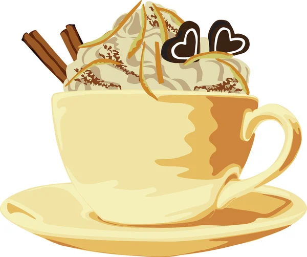 一杯加奶油的咖啡 — 图库矢量图片