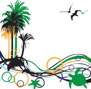 Abstract background with palm trees clipart