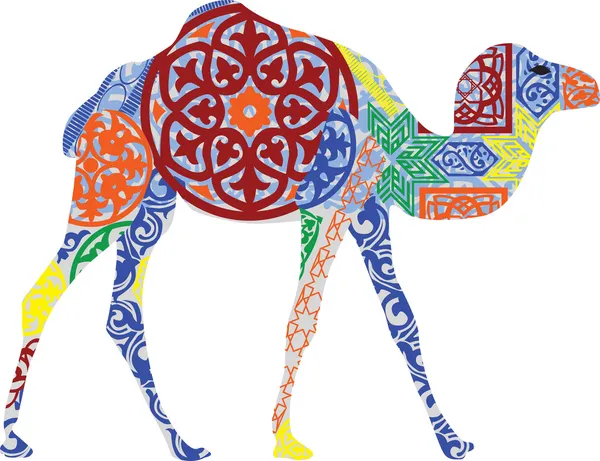 Camelo no ornamento árabe — Vetor de Stock
