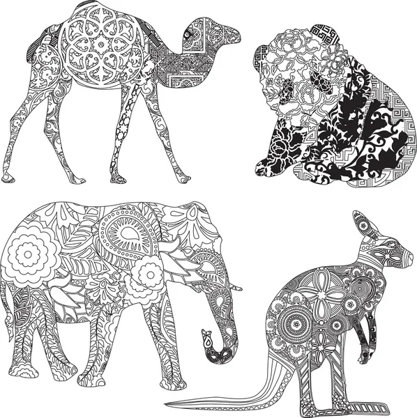 Animals in the ornamentation — Stock Vector