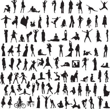 Collection of women's silhouettes clipart