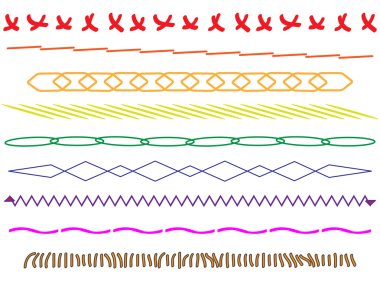 Set of horizontal thread stitches clipart