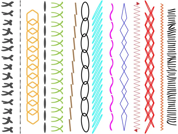 Set of horizontal thread stitches — Stock Vector