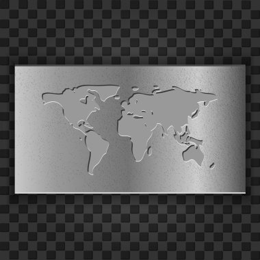 metal plaka üzerinde dünya harita illüstrasyon soyut