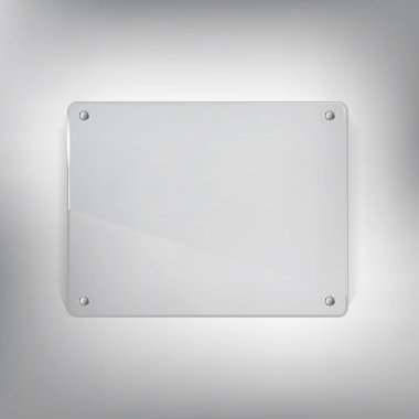 White transparent plate on the advertising wall clipart