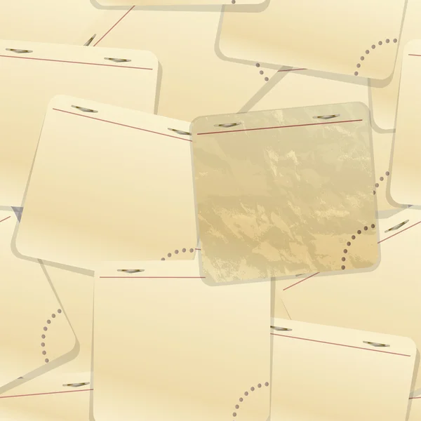 Vieux papier collant sur les épingles, fond sans couture — Image vectorielle