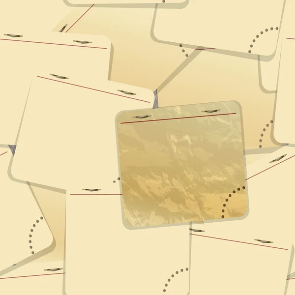 Vieux papier collant sur les épingles, fond sans couture — Image vectorielle