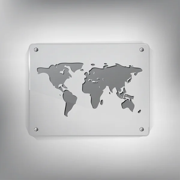 Ilustración abstracta del mapa del mundo en la placa de metal — Vector de stock
