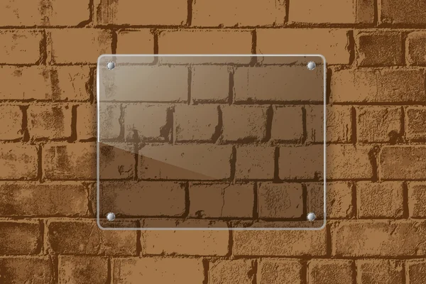 Plaque métallique avec vis sur mur de briques — Image vectorielle