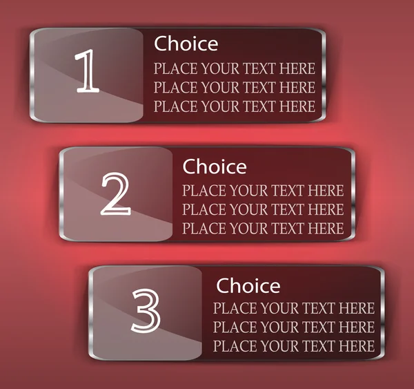 Ensemble de trois barres de choix avec texte publicitaire — Image vectorielle