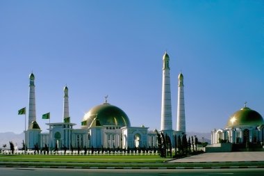 Mosque in native village of first president of Turkmenistan Niya clipart