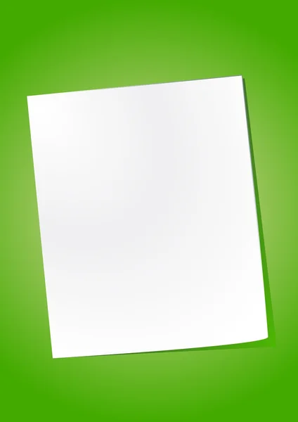 Prázdný list papíru na zeleném pozadí — Stock fotografie