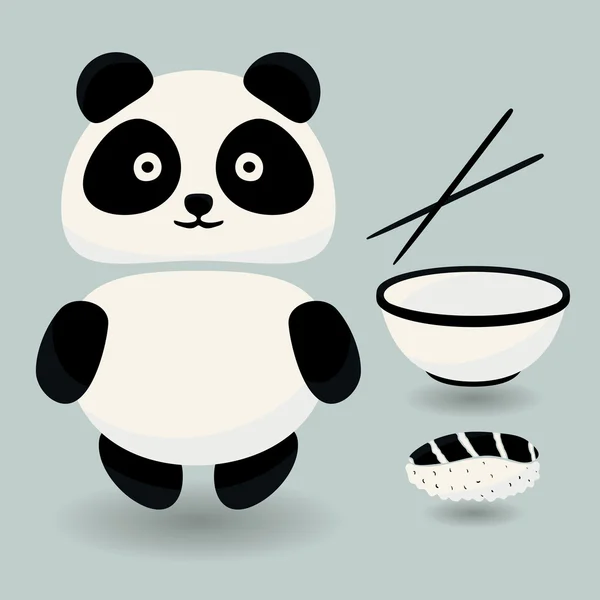 熊猫和食品 — 图库矢量图片