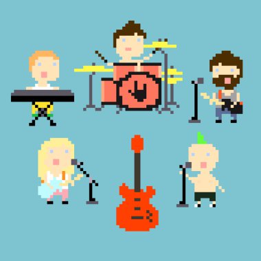 Pixel rock band clipart