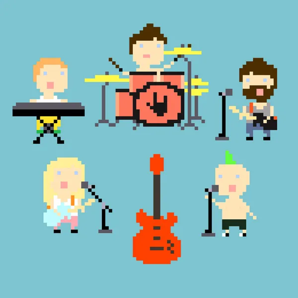 Pixel groupe de rock — Image vectorielle