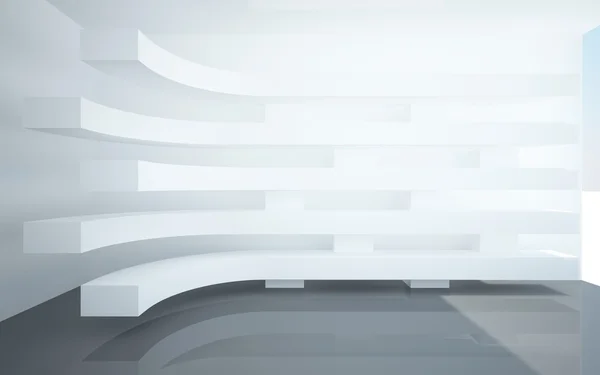 Abstraktní interiéry s stylizované, abstraktní bílé balkony — Stock fotografie