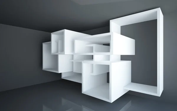 Abstraktes Interieur mit schwarzen Wänden und Böden — Stockfoto
