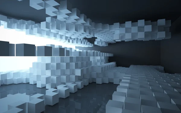 Architecture abstraite des boîtes carrées blanches — Photo