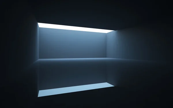 Het donker interieur van de samenvatting met het passeren van de barst in het plafond licht. — Stockfoto