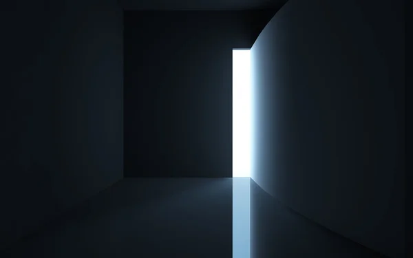 Vysoká úzká exit světlo z černého prostoru. — Stock fotografie