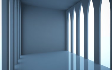 An abstract interior of which are located on both sides of the Gothic windows. clipart