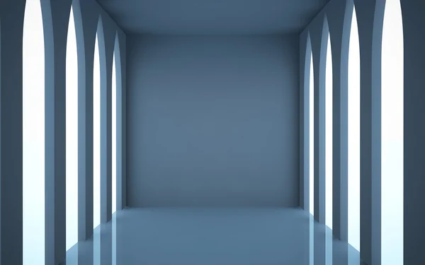 Een abstracte interieur waarvan bevinden zich aan beide zijden van de gotische ramen. — Stockfoto