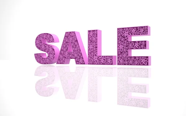 La parola "vendita" è fatta con forme rosa con fiori astratti . — Foto Stock