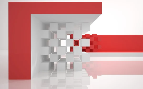 Die abstrakte Architektur des Gebäudes mit roten Würfeln — Stockfoto