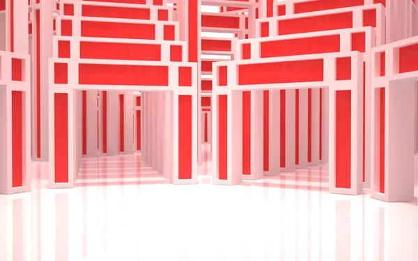 Abstrakt arkitekturen av byggnaden med röda fönster — Stockfoto