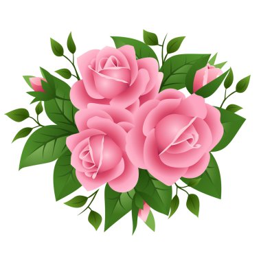 Vector illustration of pink roses clipart