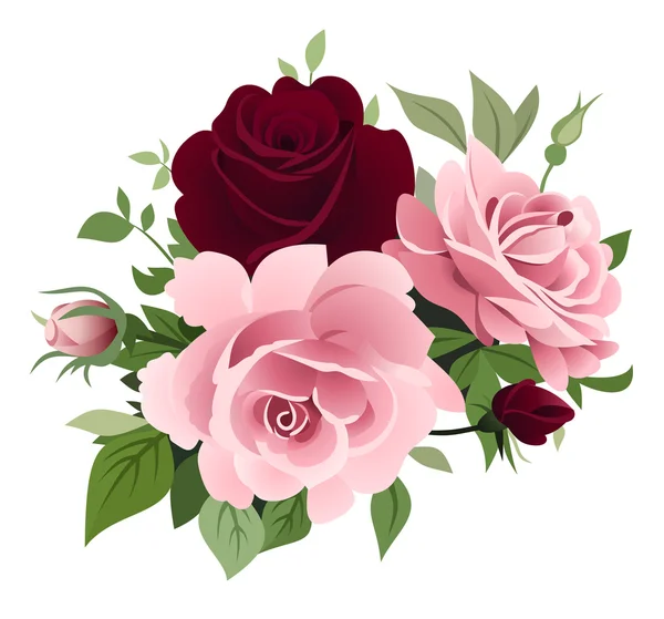 Vector illustration of three vintage roses — Vettoriale Stock