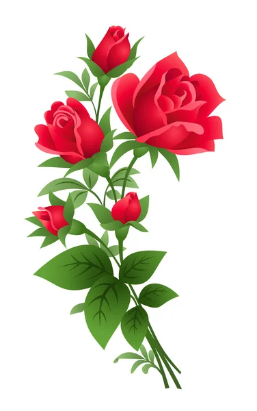 Ilustração vetorial de buquê de rosas vermelhas — Vetor de Stock
