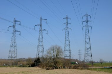 France, an electric line in Val d Oise clipart