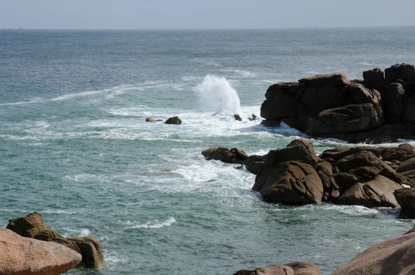 stock image Brittany, pink granit rocks in Ploumanac h