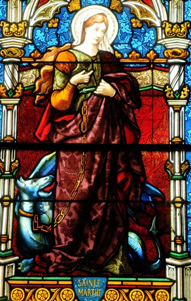 Υαλογράφημα παράθυρο της εκκλησίας vigny — Φωτογραφία Αρχείου