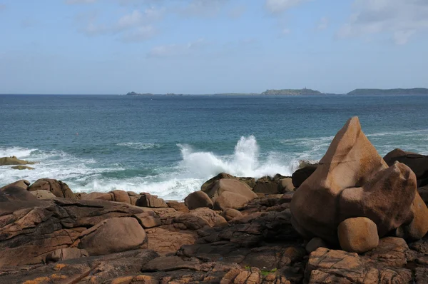 stock image Brittany, pink granit rocks in Ploumanac h