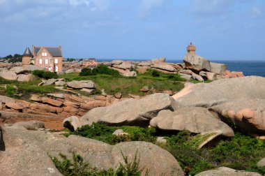 Bretagne, pink granit rocks in Ploumanac h clipart